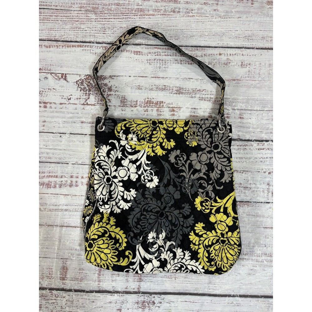 Vera Bradley Baroque Holiday Tote Retired Hobo Purse Shoulder Bag Black Grey EUC